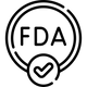 FDA-approved certification for rawnaqy products, indicating compliance with safety and quality standards.